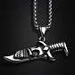 Collar Para Hombres Con Dije Navaja Cráneo Calavera Cuchillo Plateado - Miniatura 4