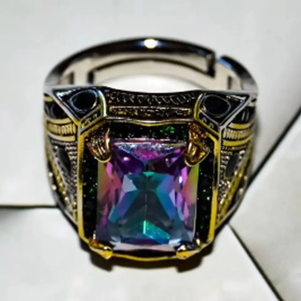 Anillo Color Plata Estilo Árabe Piedra Vintage Hombre Mujer 2