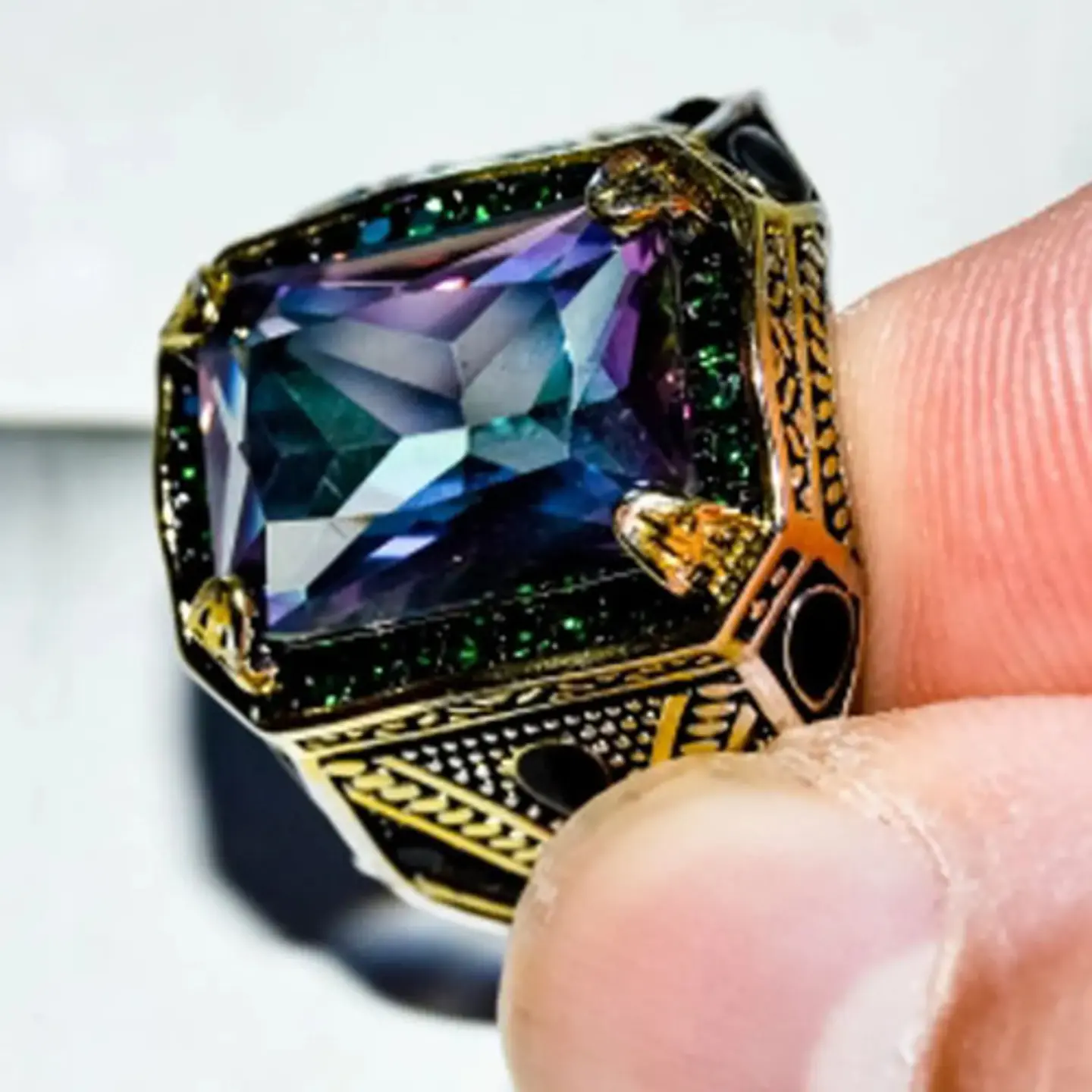 Anillo Color Plata Estilo Árabe Piedra Vintage Hombre Mujer 4