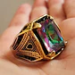 Anillo Color Plata Estilo Árabe Piedra Vintage Hombre Mujer - Miniatura 5