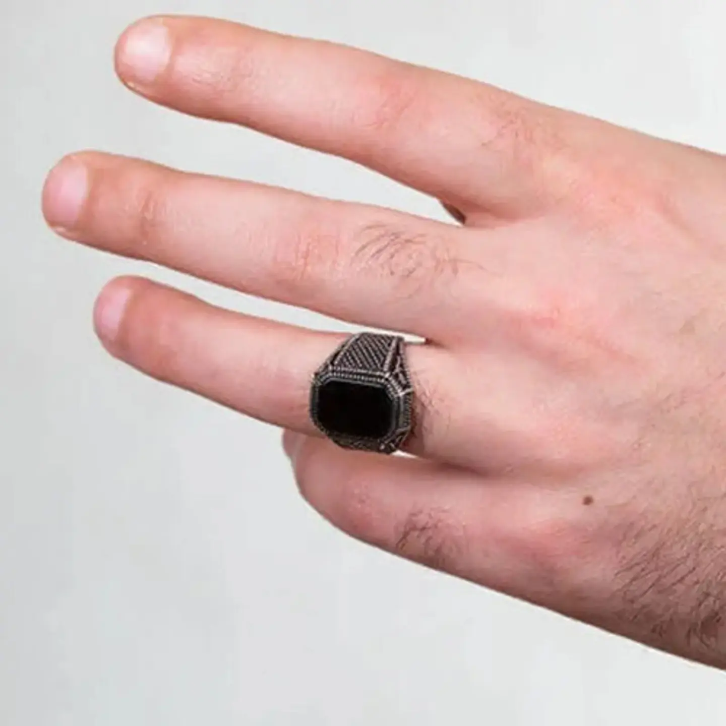 Anillo Color Plata Estilo Árabe Piedra Vintage Hombre Mujer 12