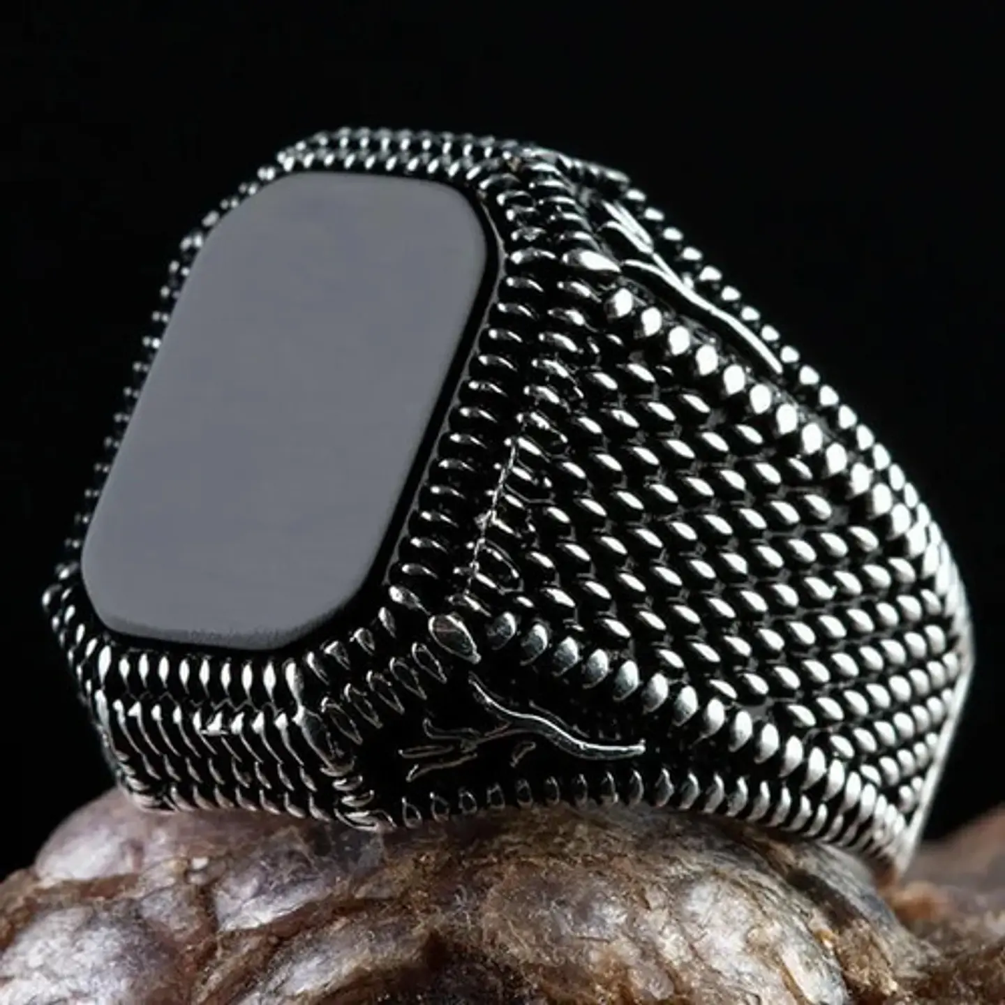 Anillo Color Plata Estilo Árabe Piedra Vintage Hombre Mujer 13