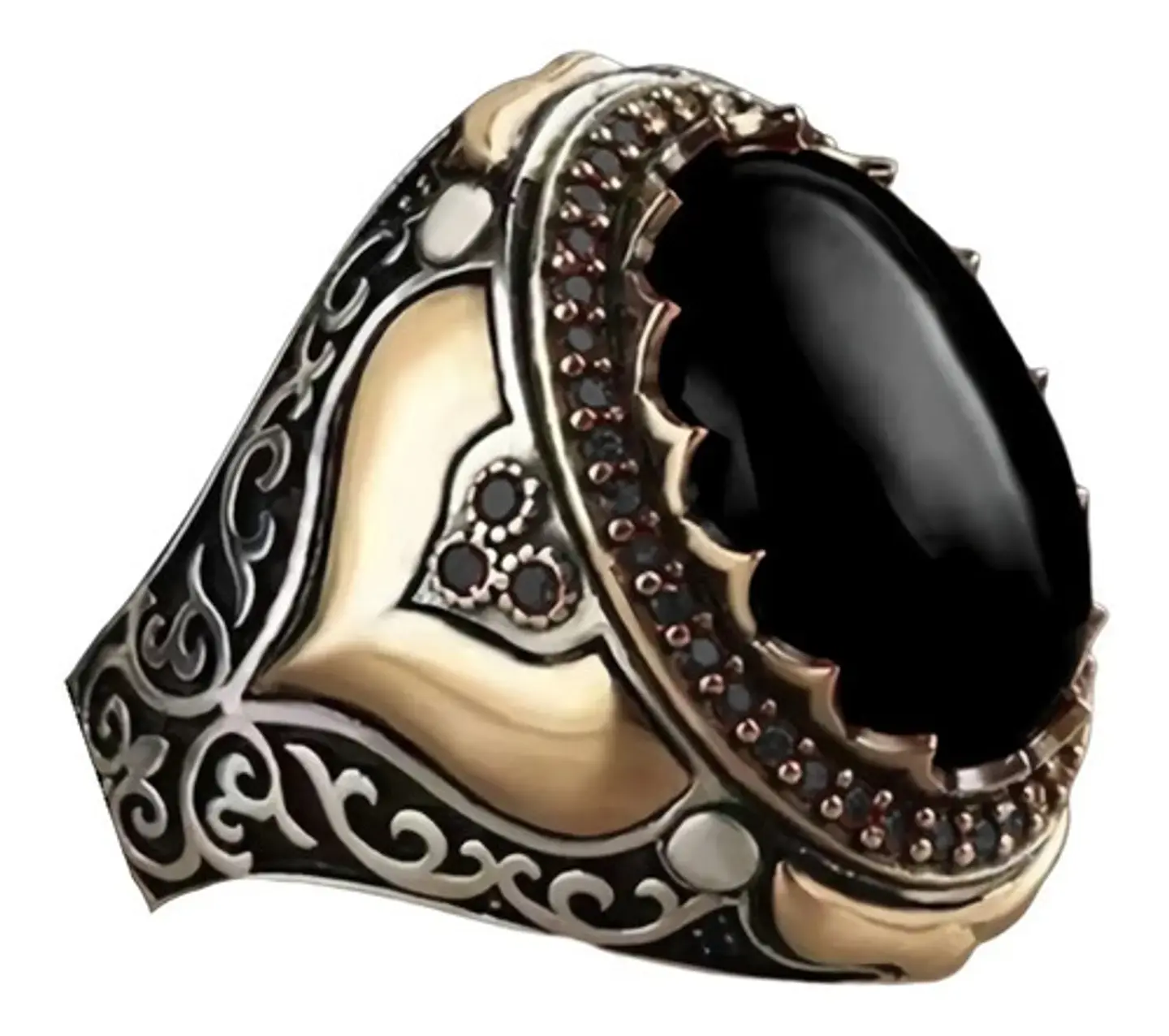 Anillo Color Plata Estilo Árabe Piedra Vintage Hombre Mujer 14