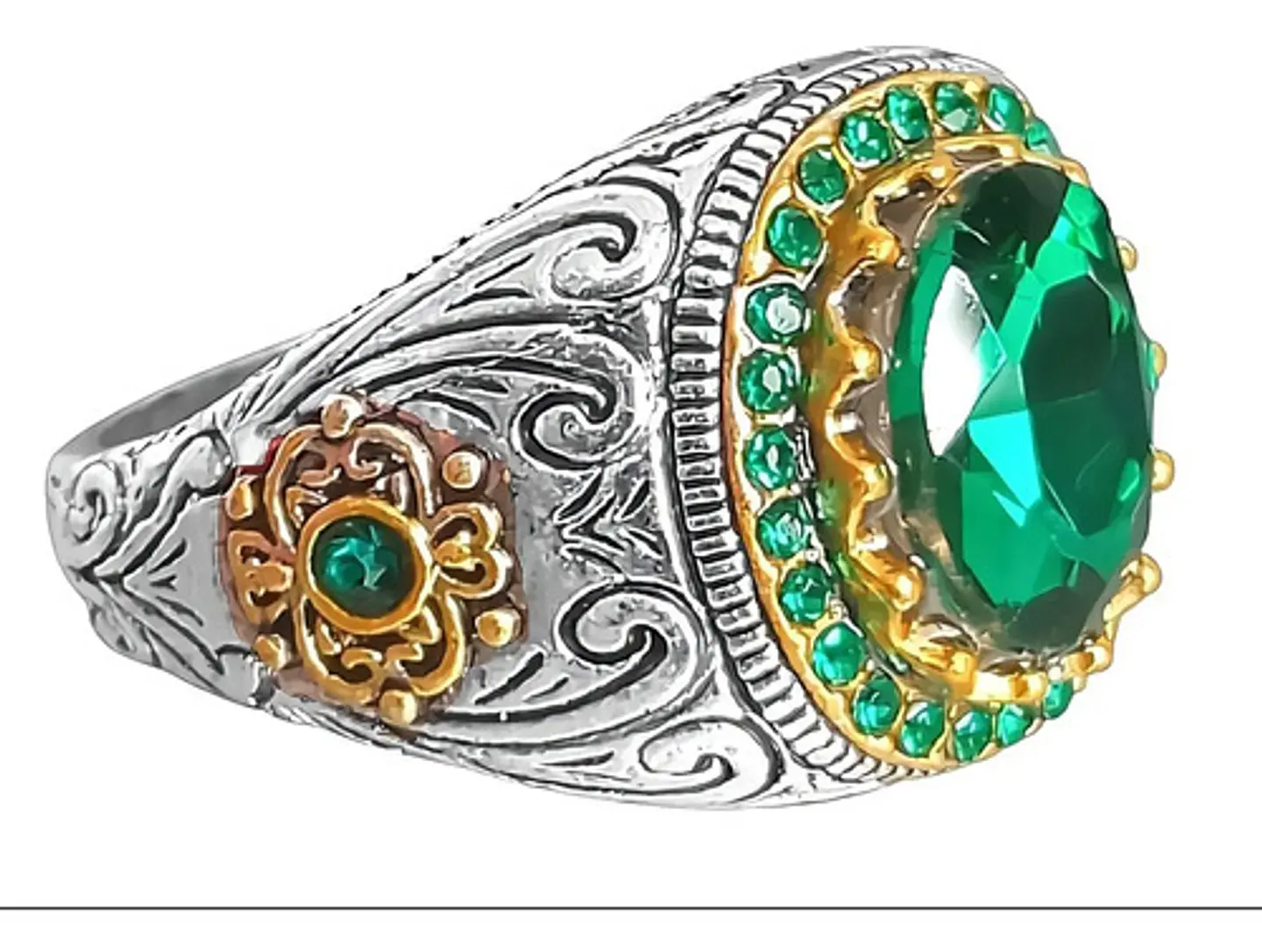 Anillo Color Plata Estilo Árabe Piedra Vintage Hombre Mujer 15