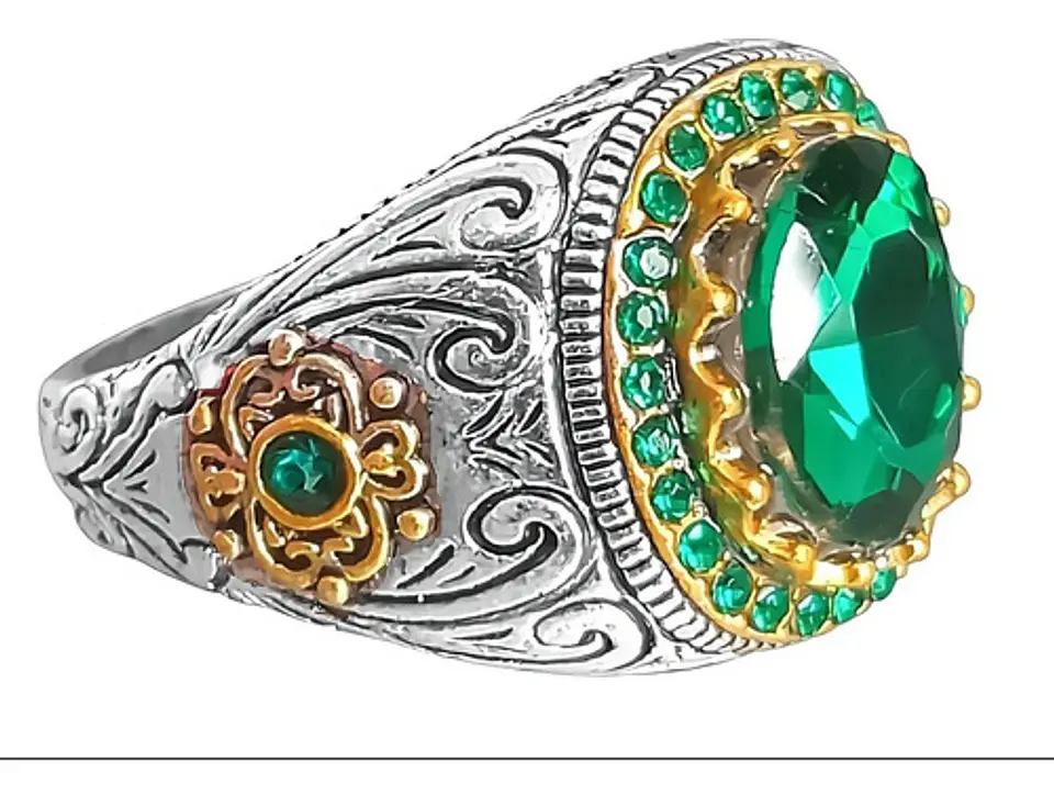 Anillo Color Plata Estilo Árabe Piedra Vintage Hombre Mujer 15