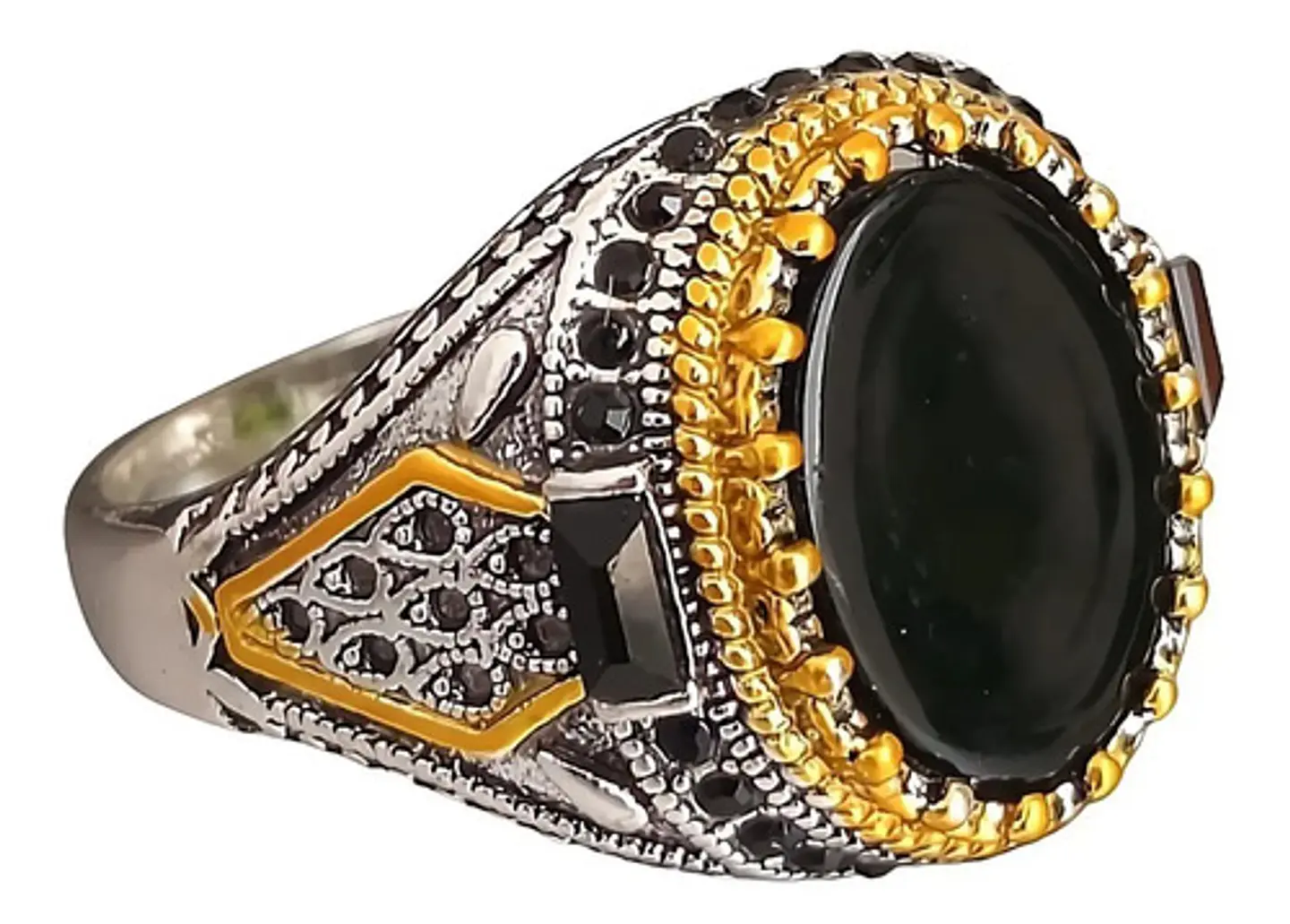 Anillo Color Plata Estilo Árabe Piedra Vintage Hombre Mujer 18