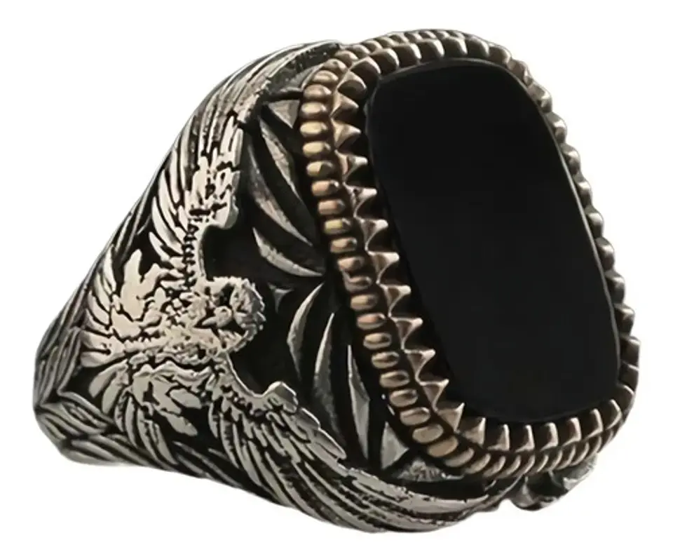 Anillo Color Plata Estilo Árabe Piedra Vintage Hombre Mujer 19