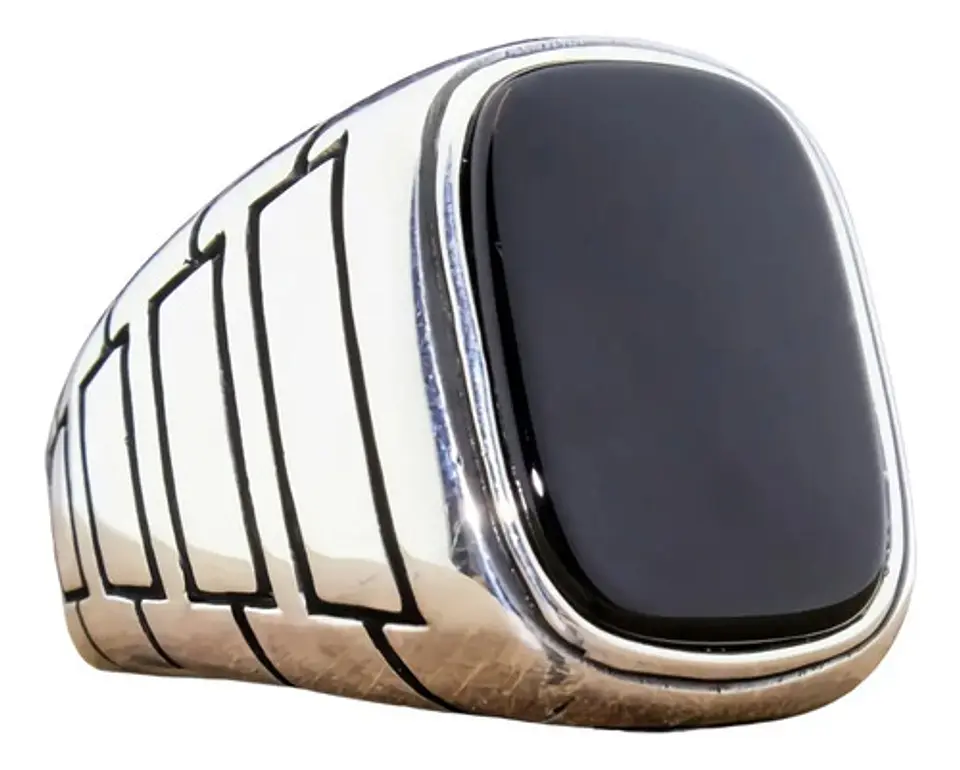 Anillo Color Plata Estilo Árabe Piedra Vintage Hombre Mujer 23