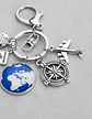 Llavero Cúpula De Cristal Mapa Del Mundo Para Hombre Mujer - Miniatura 3