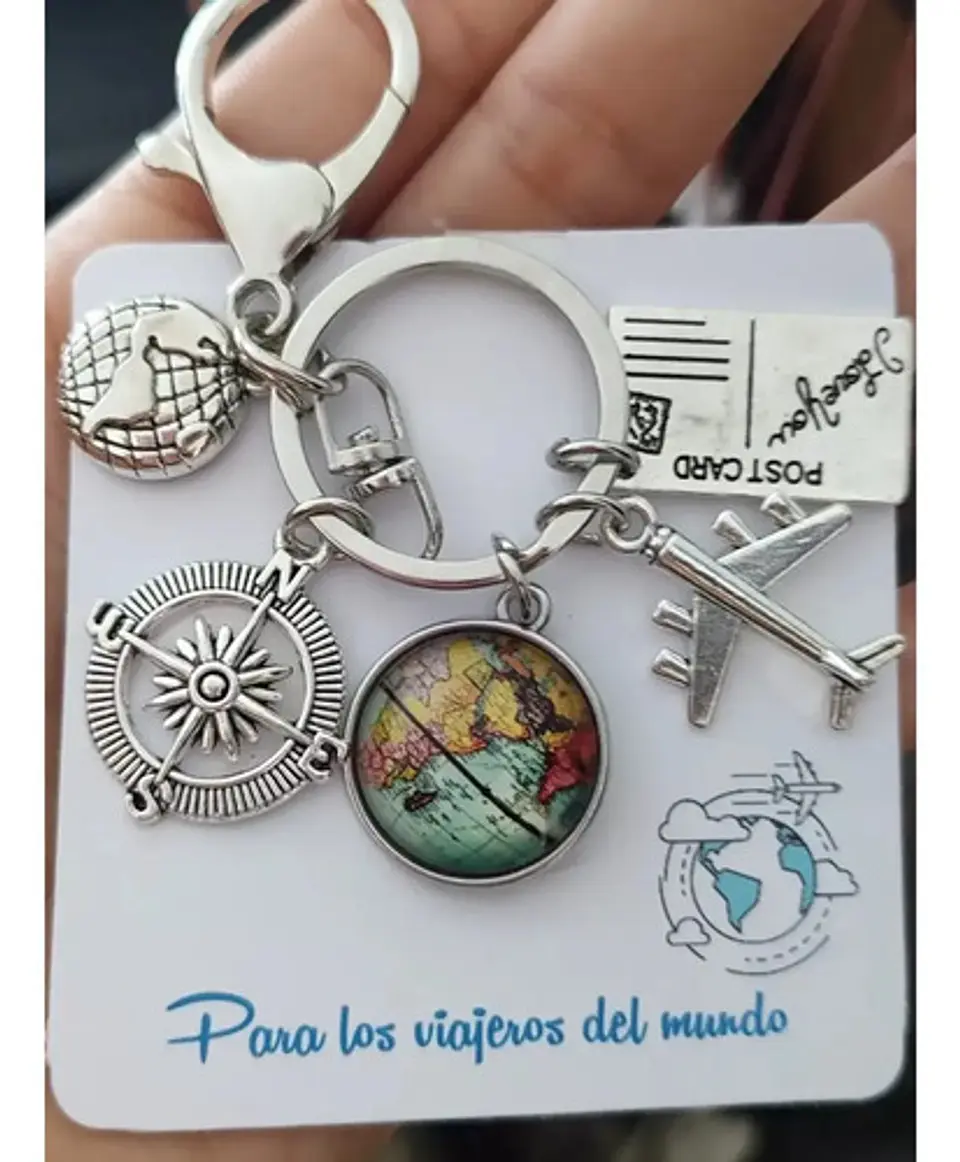 Llavero Cúpula De Cristal Mapa Del Mundo Para Hombre Mujer 10