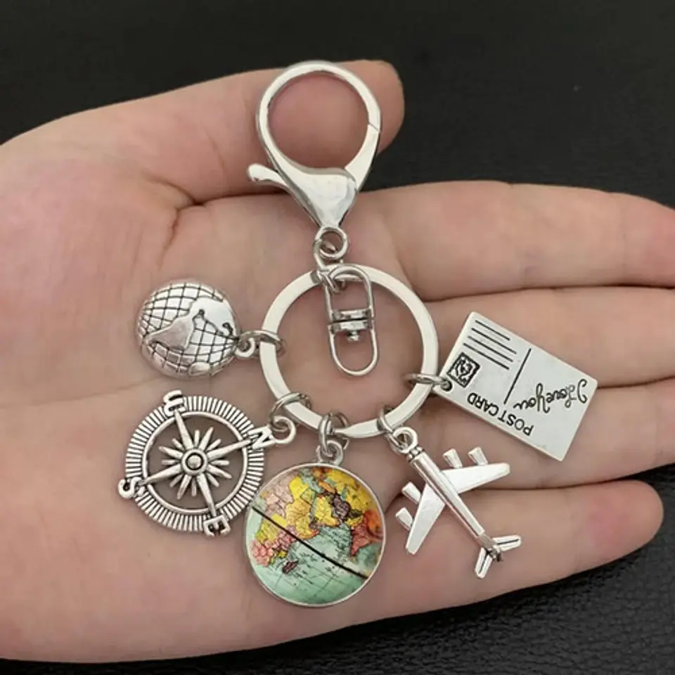 Llavero Cúpula De Cristal Mapa Del Mundo Para Hombre Mujer 12