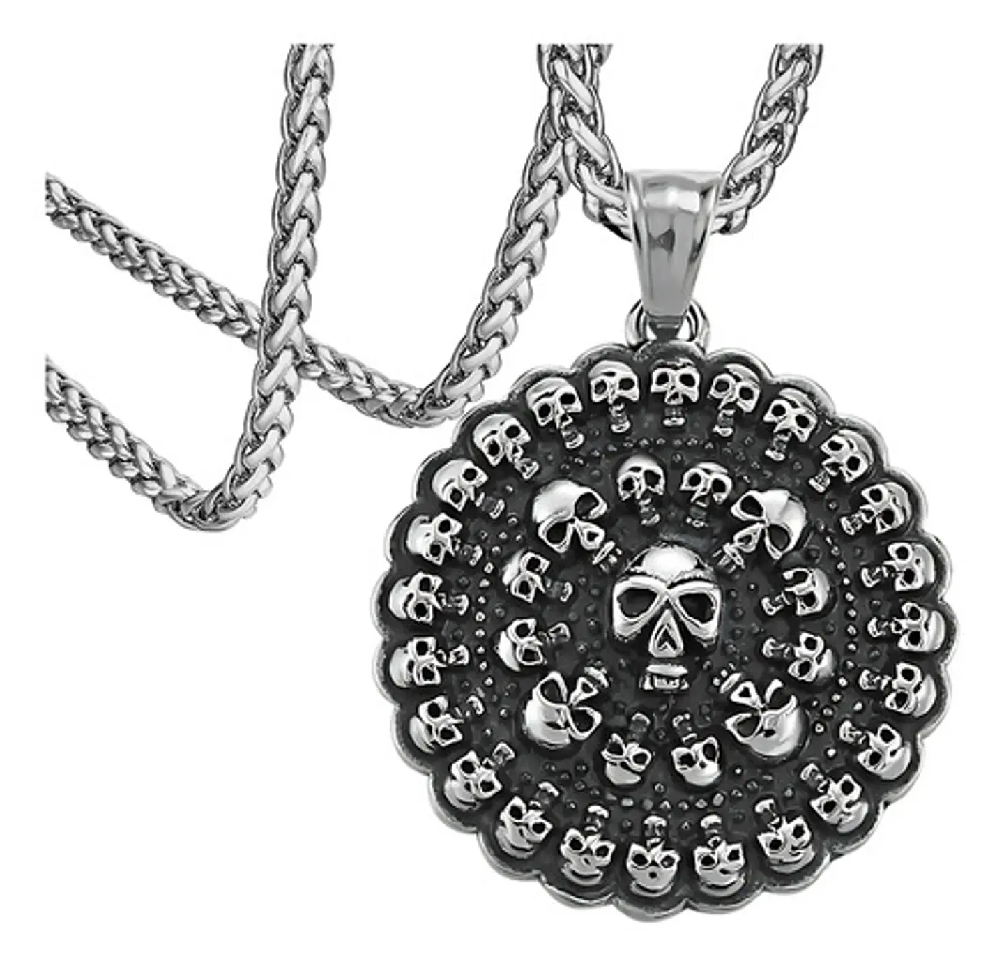 Collar Dije Calavera Skull Cráneo Acero Color Plata Hombre 1
