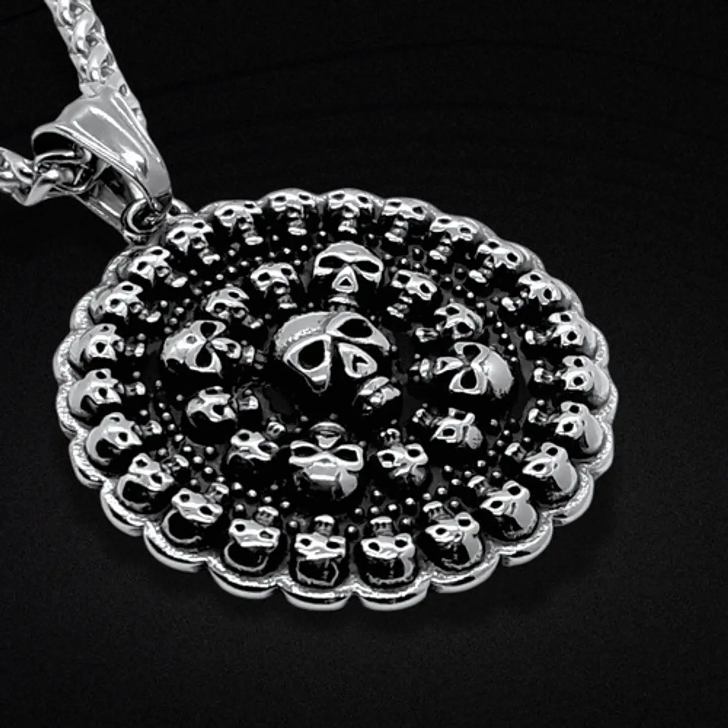 Collar Dije Calavera Skull Cráneo Acero Color Plata Hombre 3