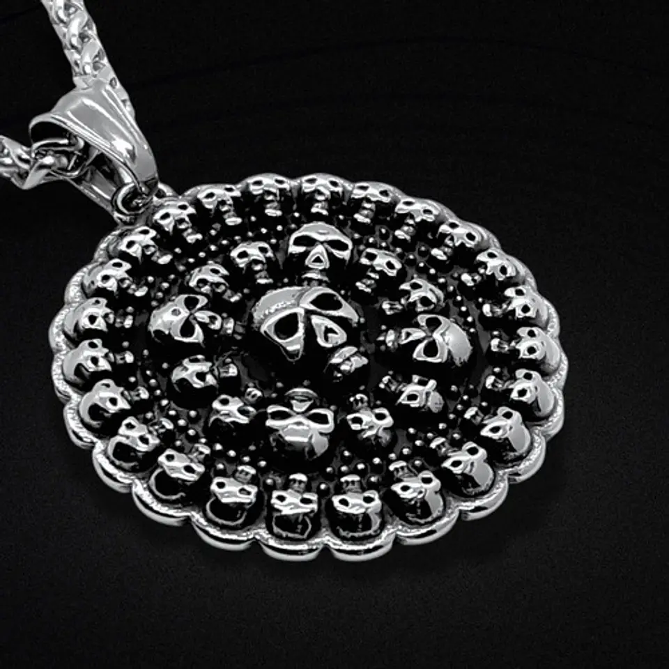 Collar Dije Calavera Skull Cráneo Acero Color Plata Hombre 3