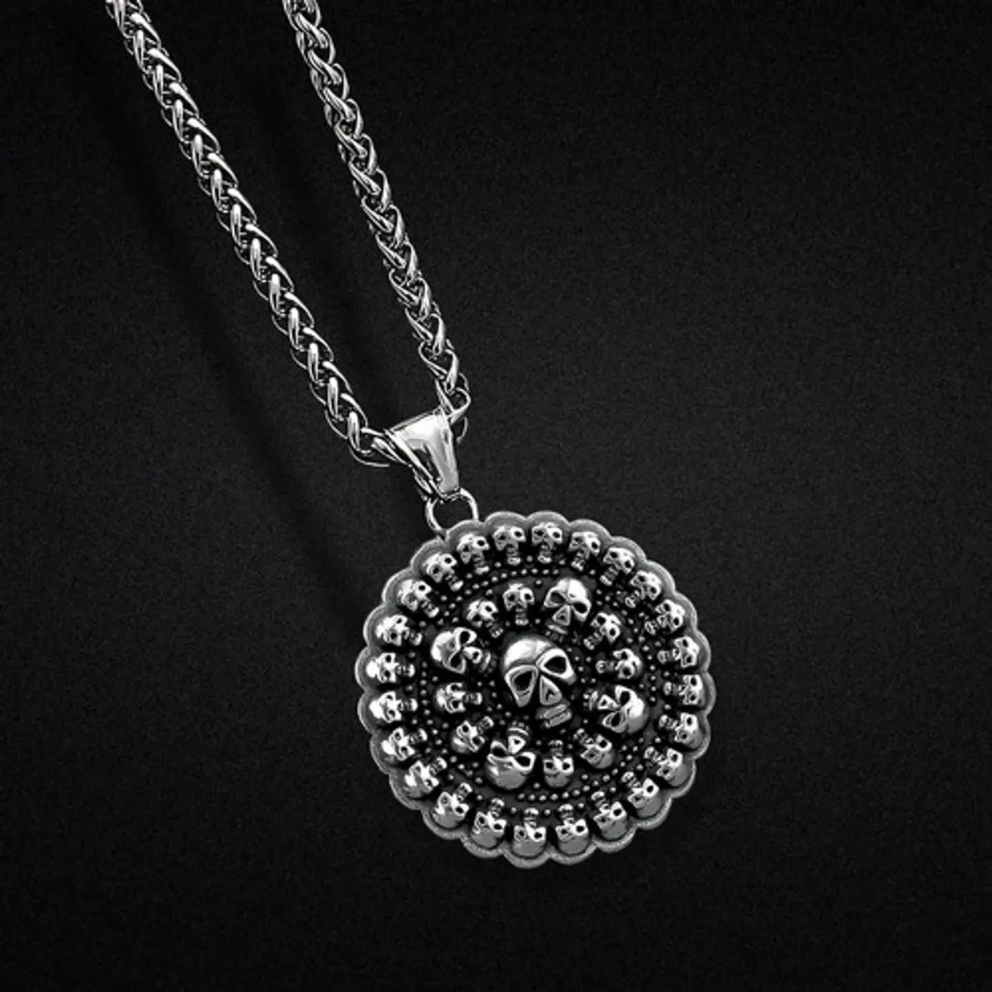 Collar Dije Calavera Skull Cráneo Acero Color Plata Hombre 5