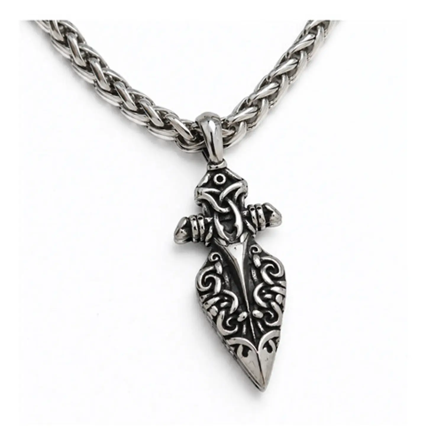 Collar Vikingo Plateado Acero Hombre Dije Lanza Odin Gungnir 1