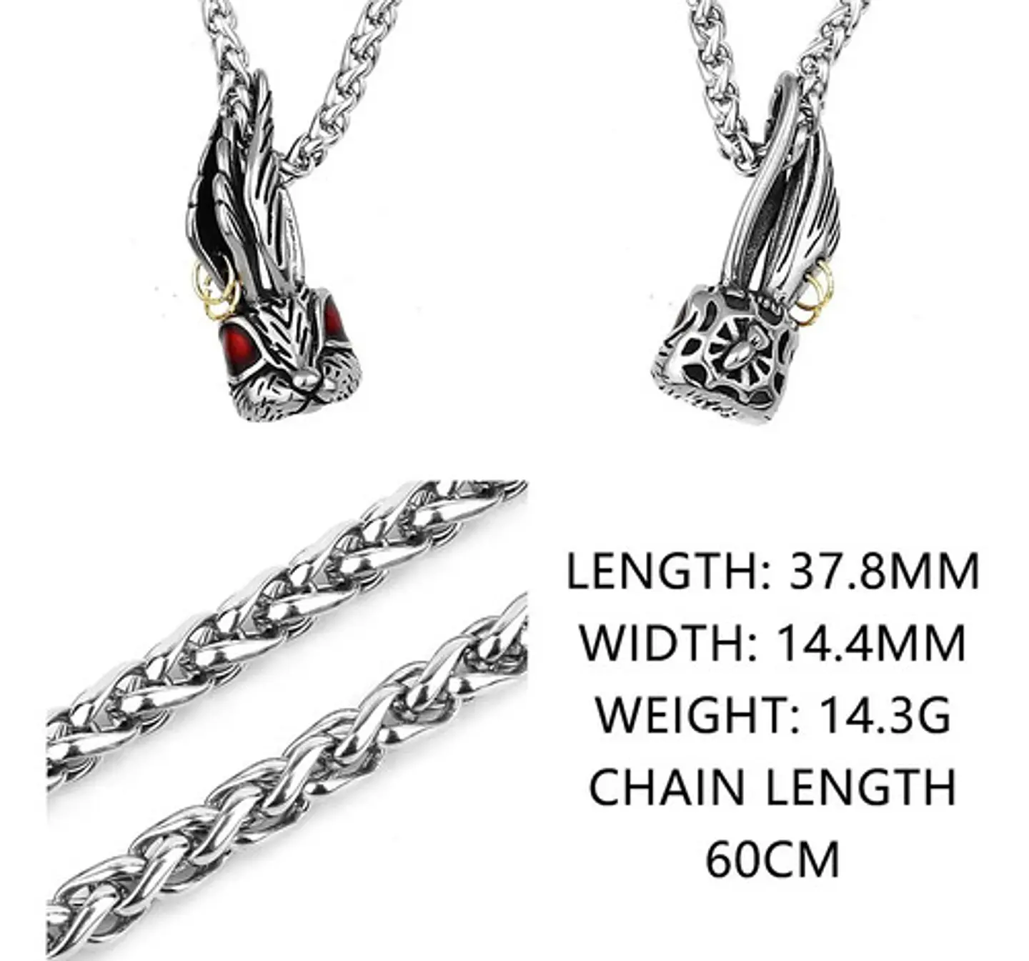 Collar Hombre Y Mujer Con Dije Cabeza De Conejo Color Plata Plateado 2