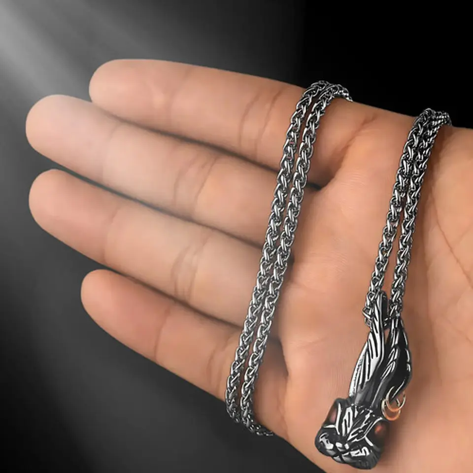 Collar Hombre Y Mujer Con Dije Cabeza De Conejo Color Plata Plateado 6