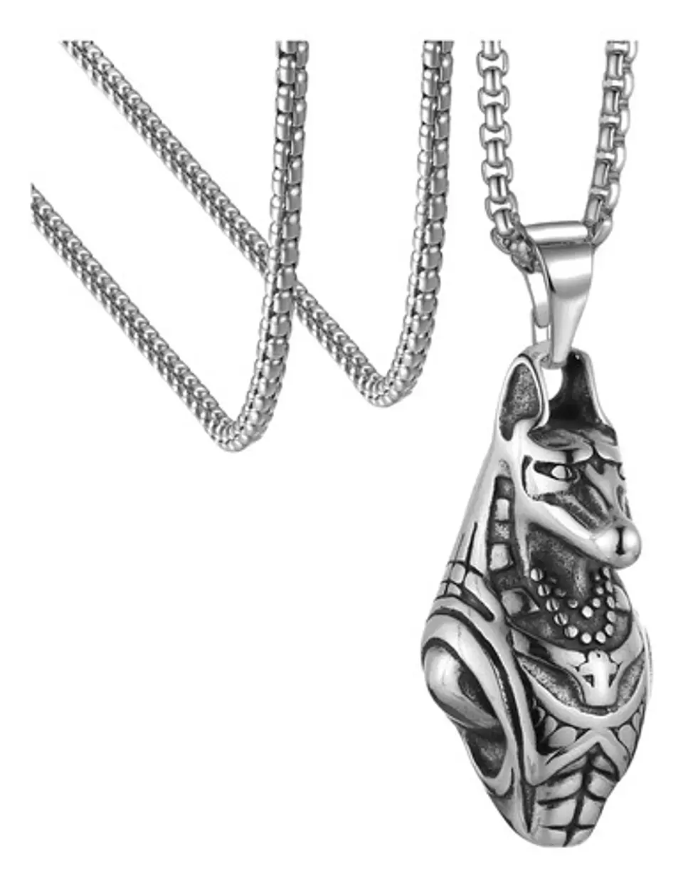 Collar Para Hombre Mujer Con Dije Anubis Dios Antiguo Egipto Plateado 1