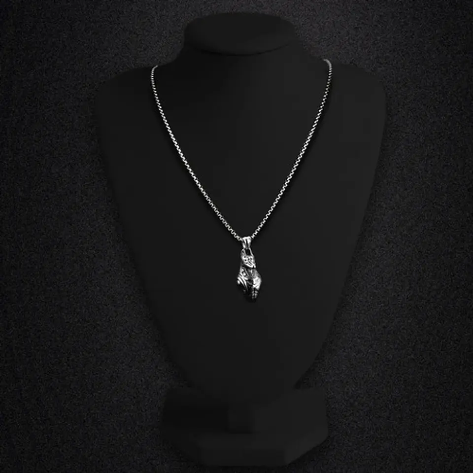 Collar Para Hombre Mujer Con Dije Anubis Dios Antiguo Egipto Plateado 7