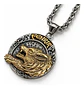 Collar Vikingo Dorado En Acero Para Hombre Dije Lobo Fenrir - Miniatura 1