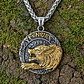 Collar Vikingo Dorado En Acero Para Hombre Dije Lobo Fenrir - Miniatura 8