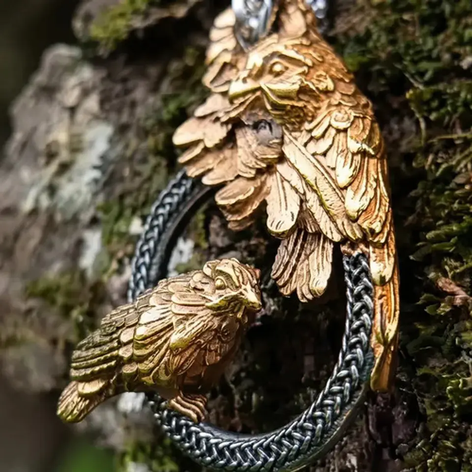 Collar Vikingo En Acero Para Hombres Dije Cuervos De Odin 5