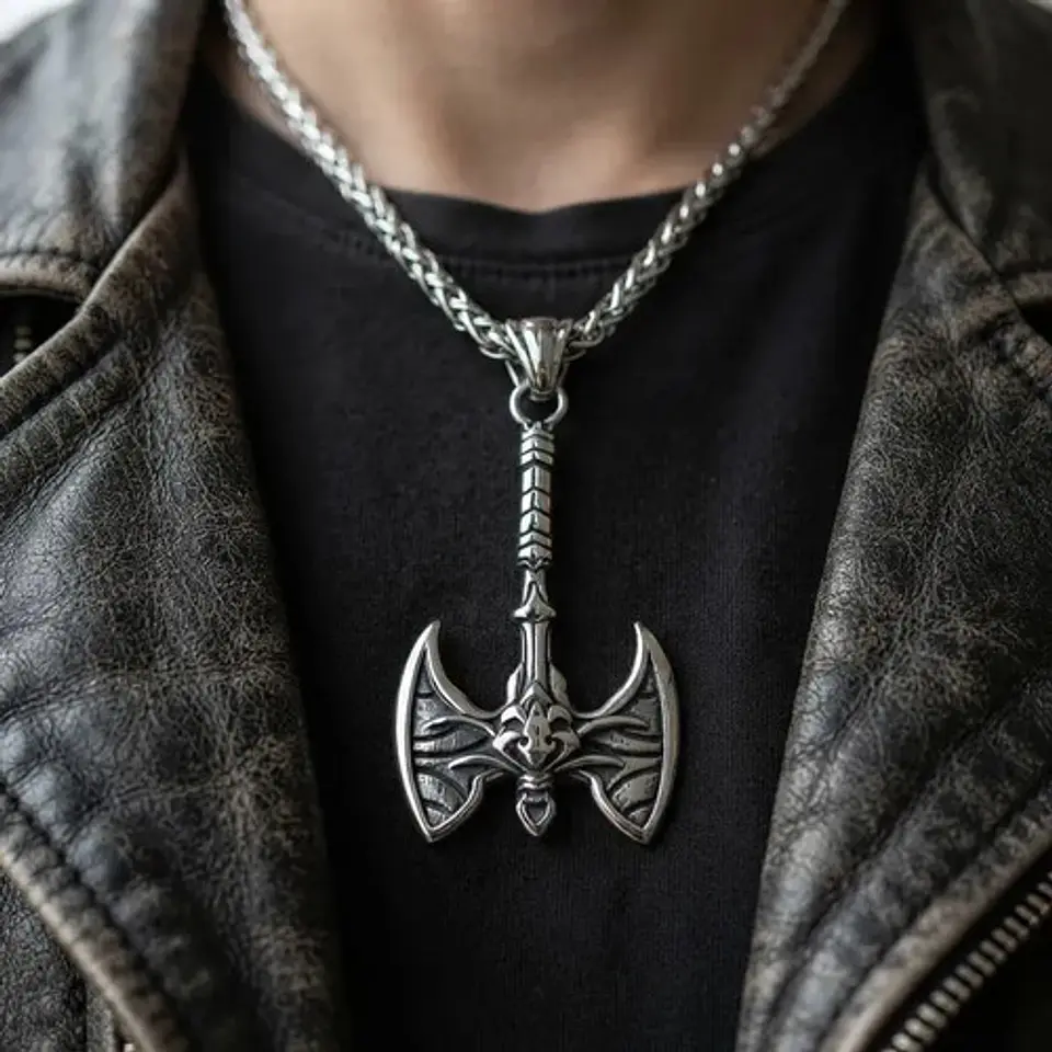 Collar Vikingo Para Hombres Dije Hacha Gótica Neopaganismo 3