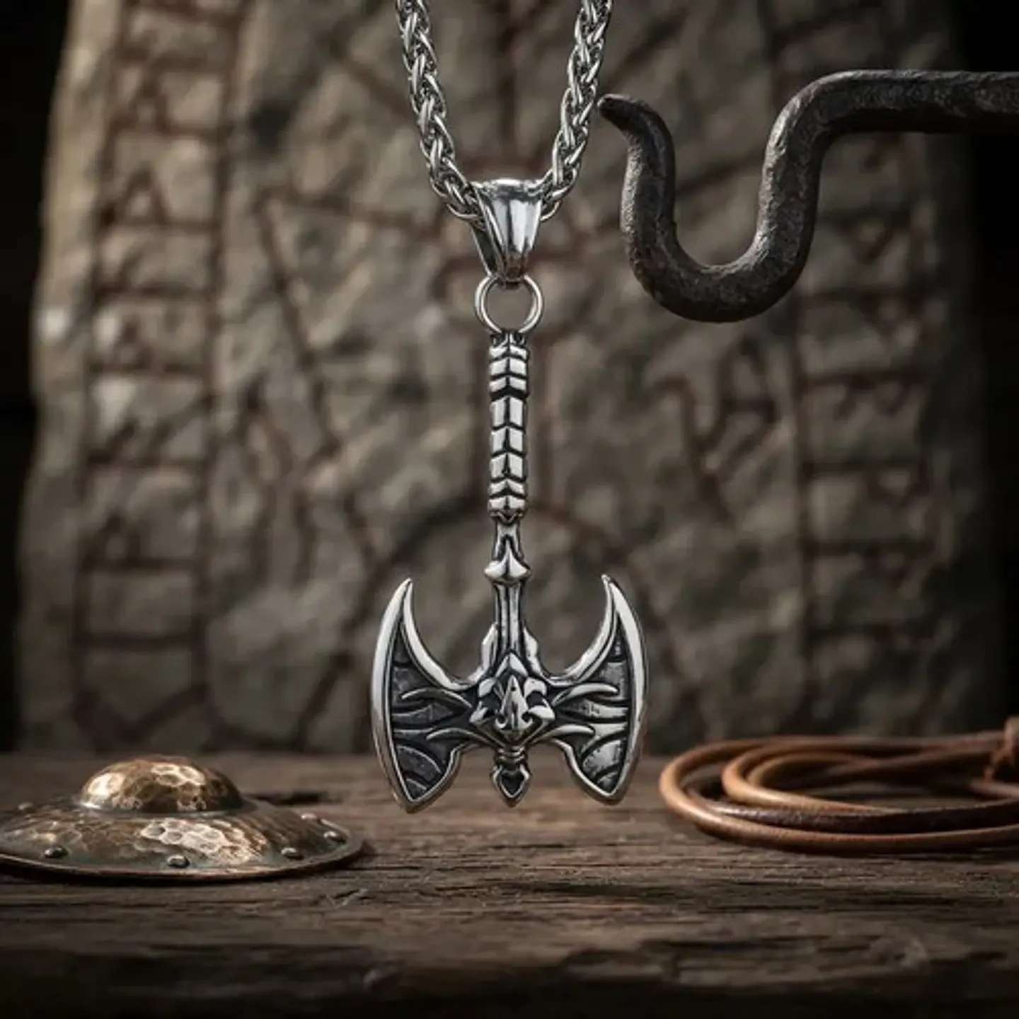 Collar Vikingo Para Hombres Dije Hacha Gótica Neopaganismo 11