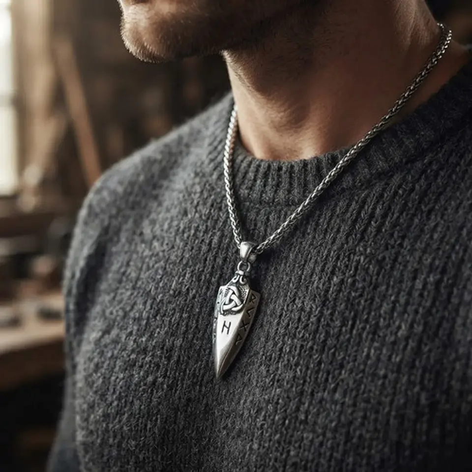 Collar Vikingo Para Hombres Dije Odin's Spear Rune Gungnir 2