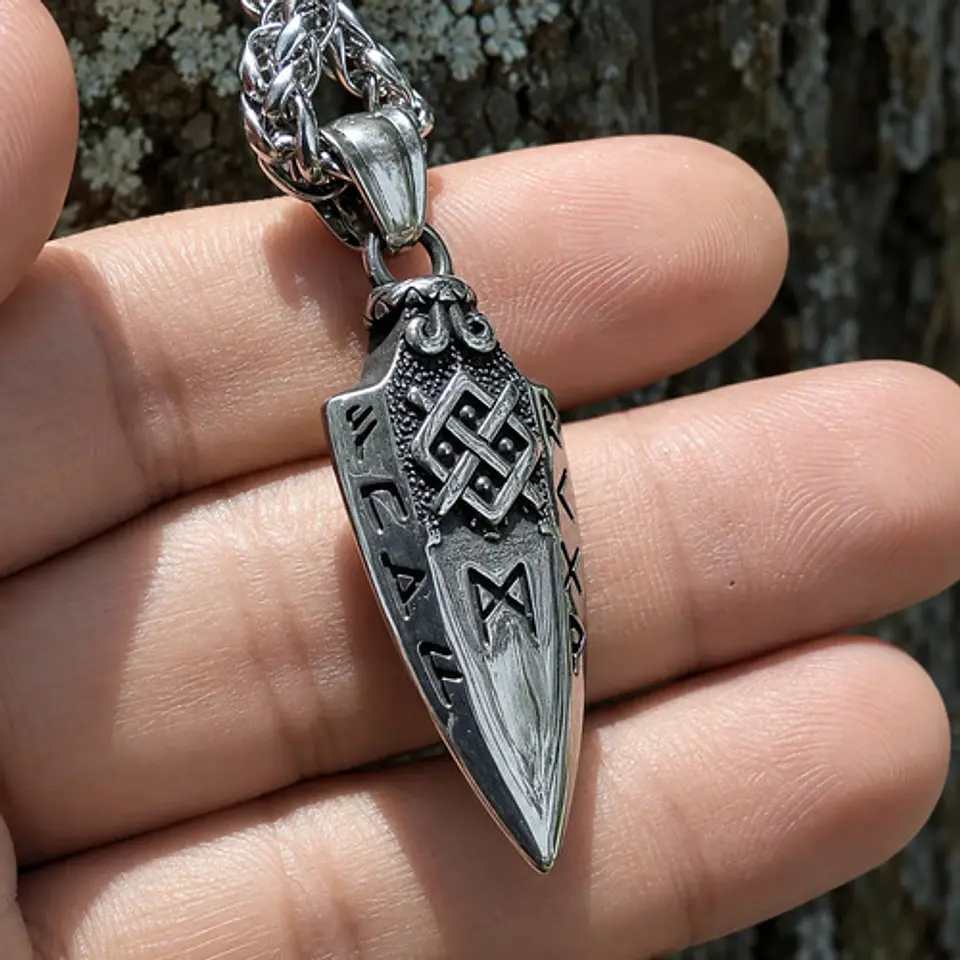 Collar Vikingo Para Hombres Dije Odin's Spear Rune Gungnir 5