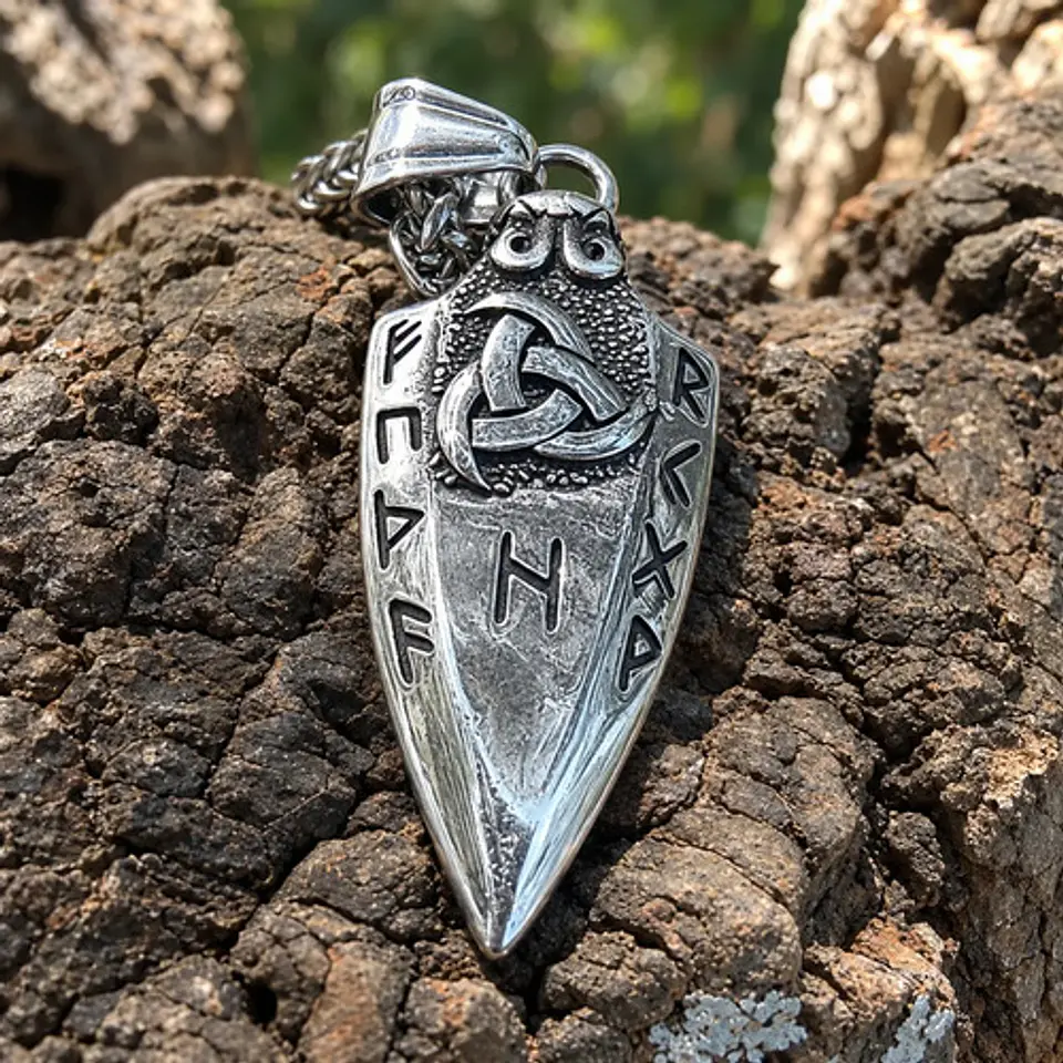 Collar Vikingo Para Hombres Dije Odin's Spear Rune Gungnir 7