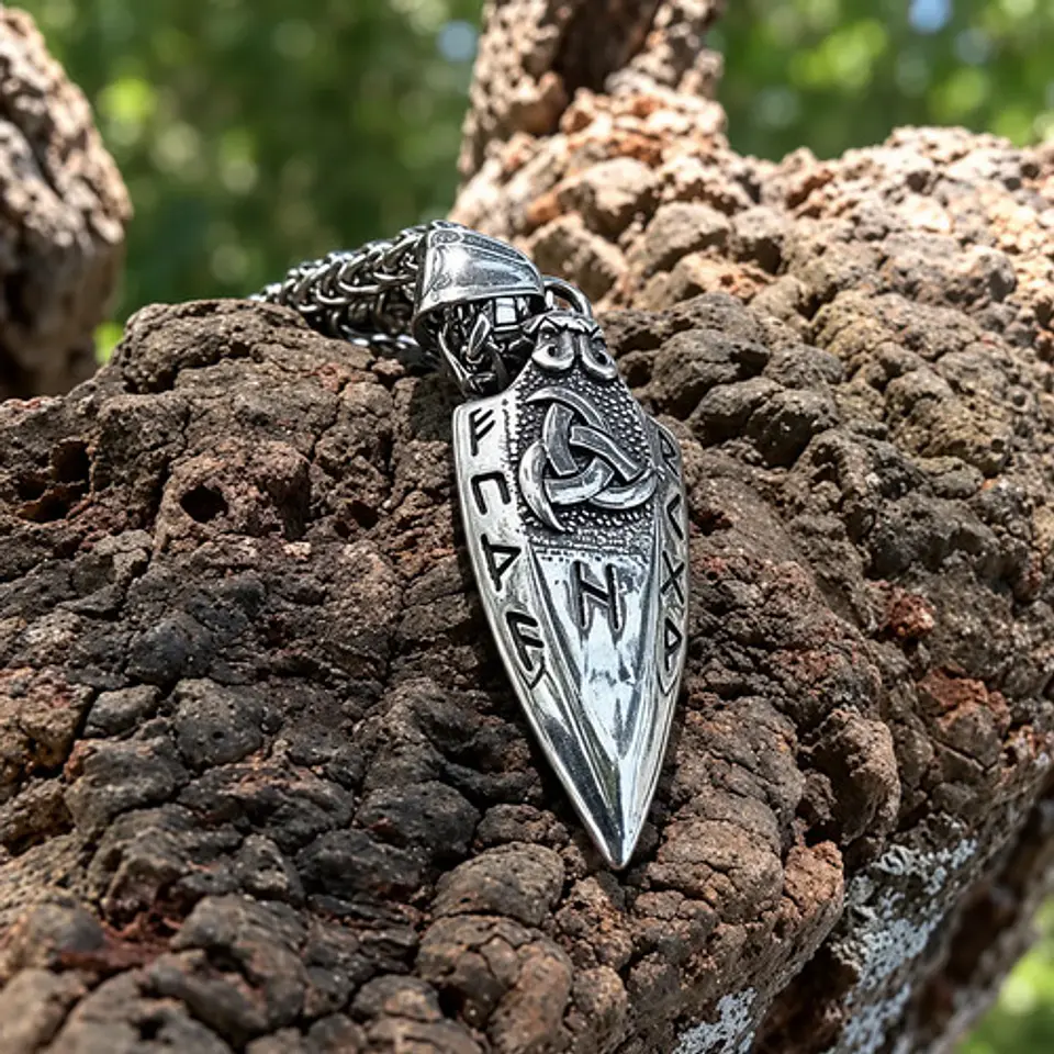 Collar Vikingo Para Hombres Dije Odin's Spear Rune Gungnir 9