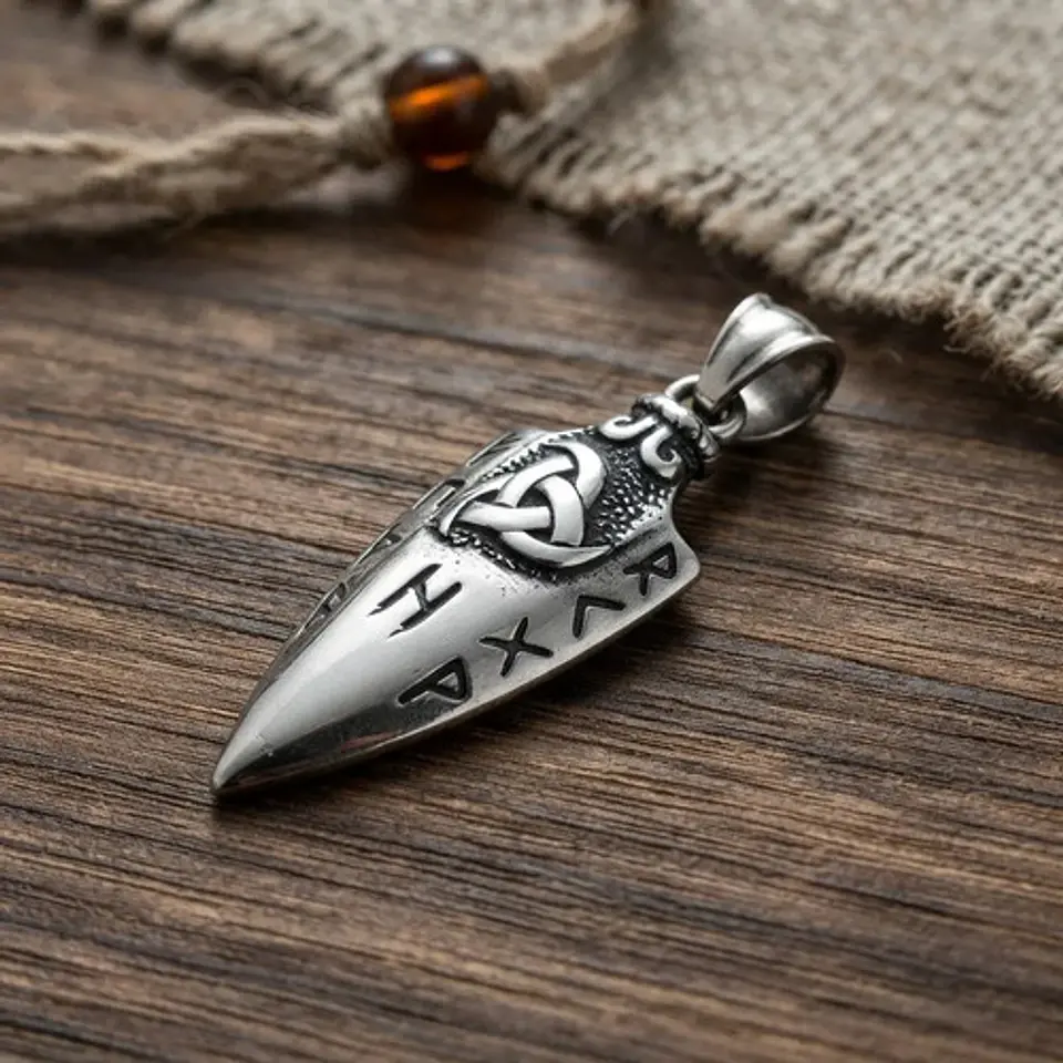 Collar Vikingo Para Hombres Dije Odin's Spear Rune Gungnir 10