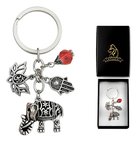 Llavero Hombre Mujer Elefante Étnico Om Flor De Loto Fatima