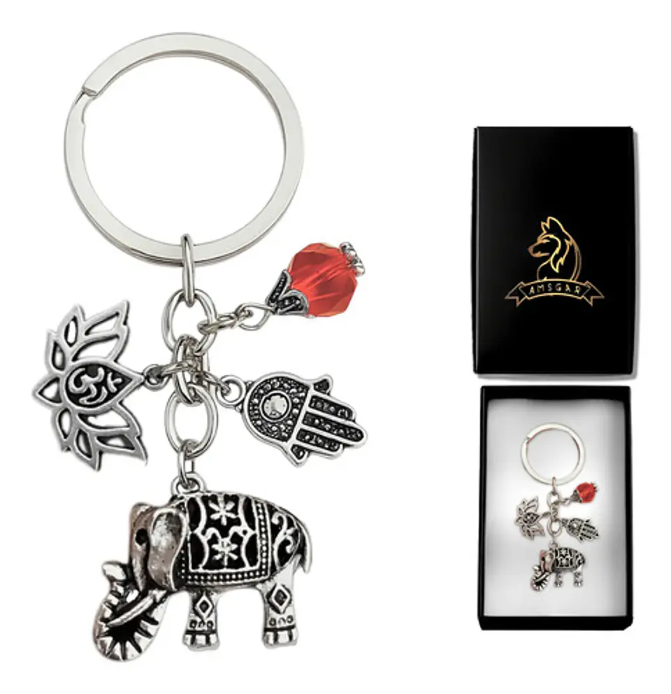 Llavero Hombre Mujer Elefante Étnico Om Flor De Loto Fatima 1