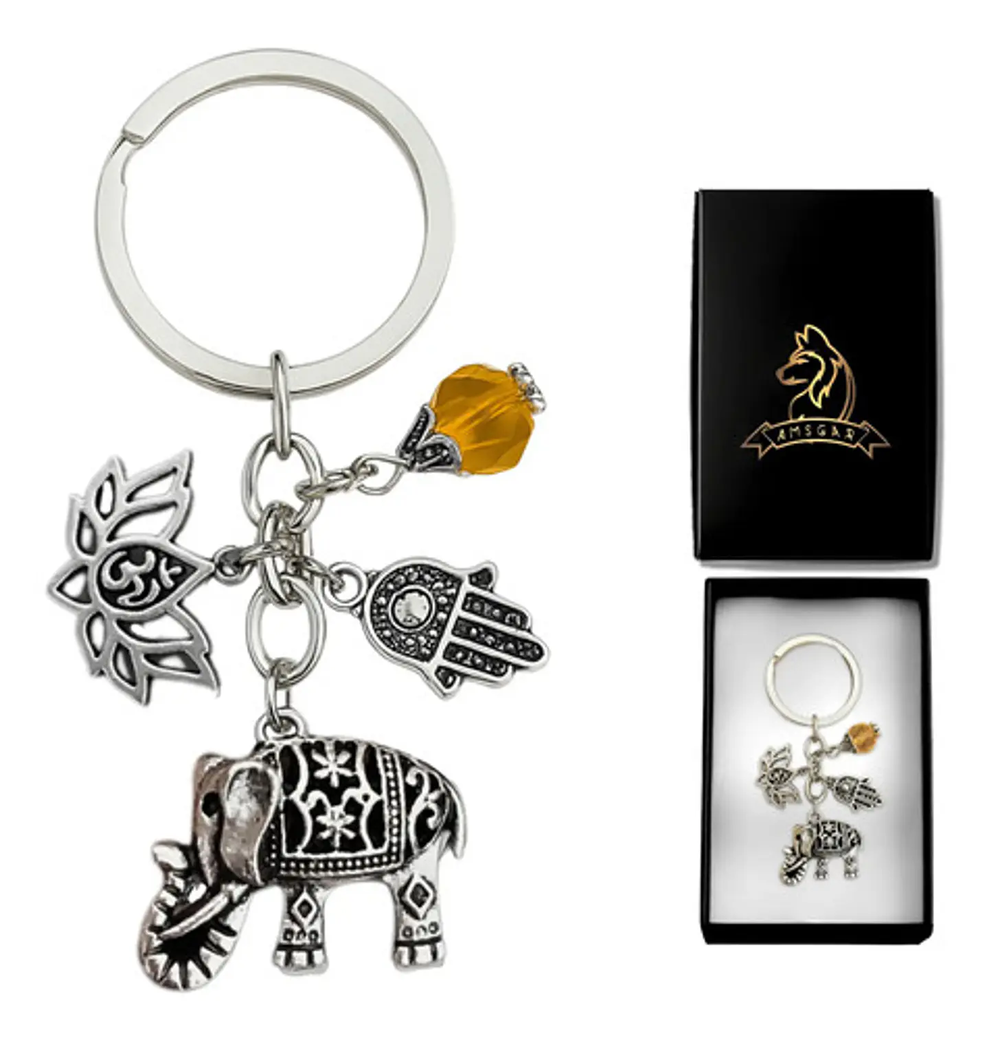 Llavero Hombre Mujer Elefante Étnico Om Flor De Loto Fatima 5