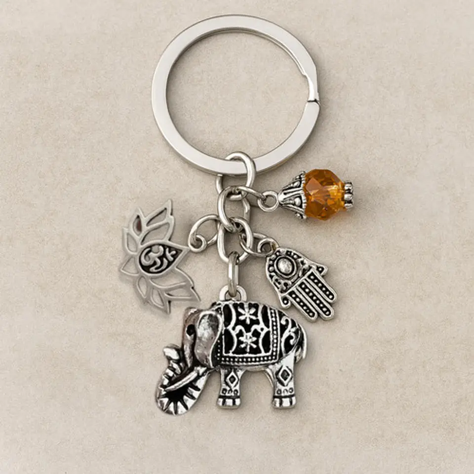 Llavero Hombre Mujer Elefante Étnico Om Flor De Loto Fatima 6