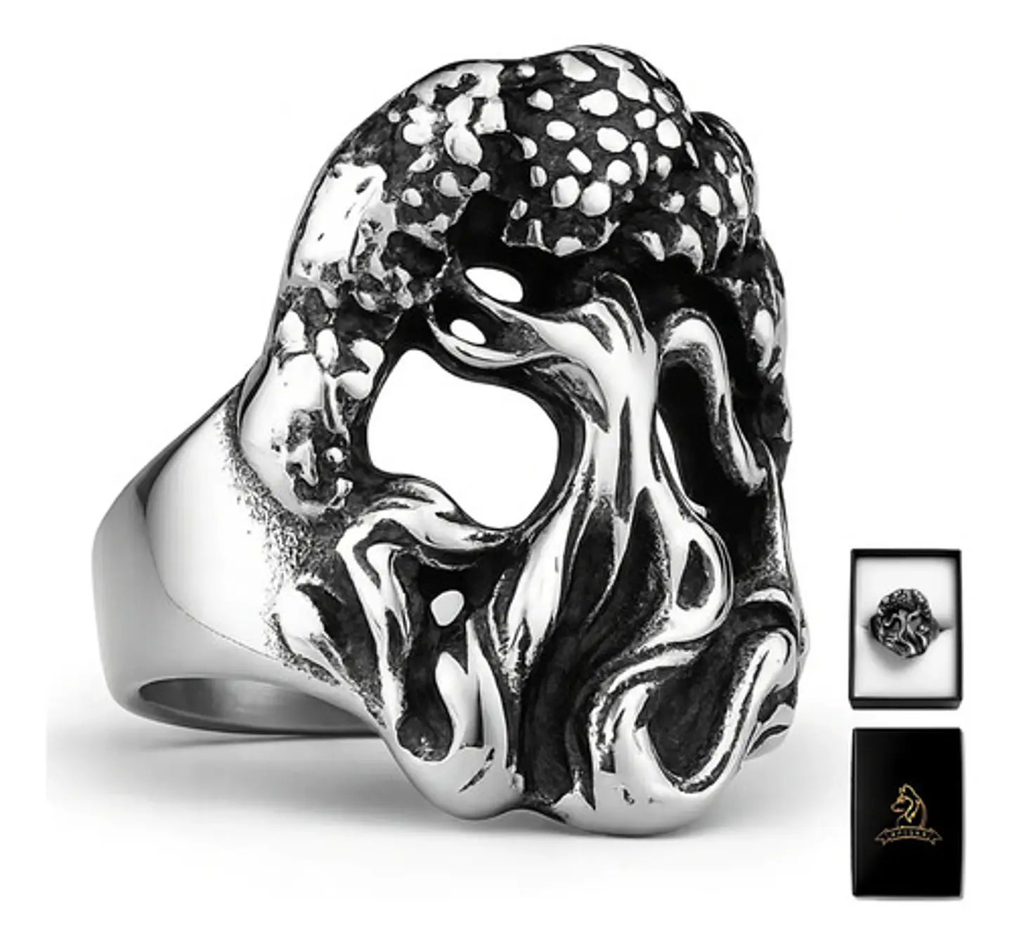 Anillo Acero Color Plata Yggdrasil Vikingo Arbol Para Hombre 1