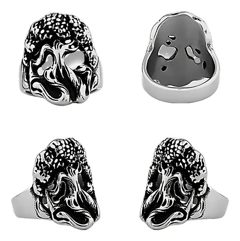 Anillo Acero Color Plata Yggdrasil Vikingo Arbol Para Hombre