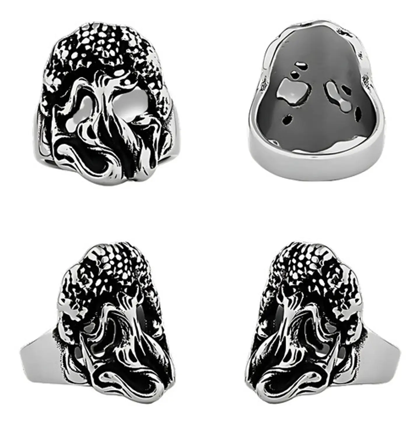 Anillo Acero Color Plata Yggdrasil Vikingo Arbol Para Hombre 2