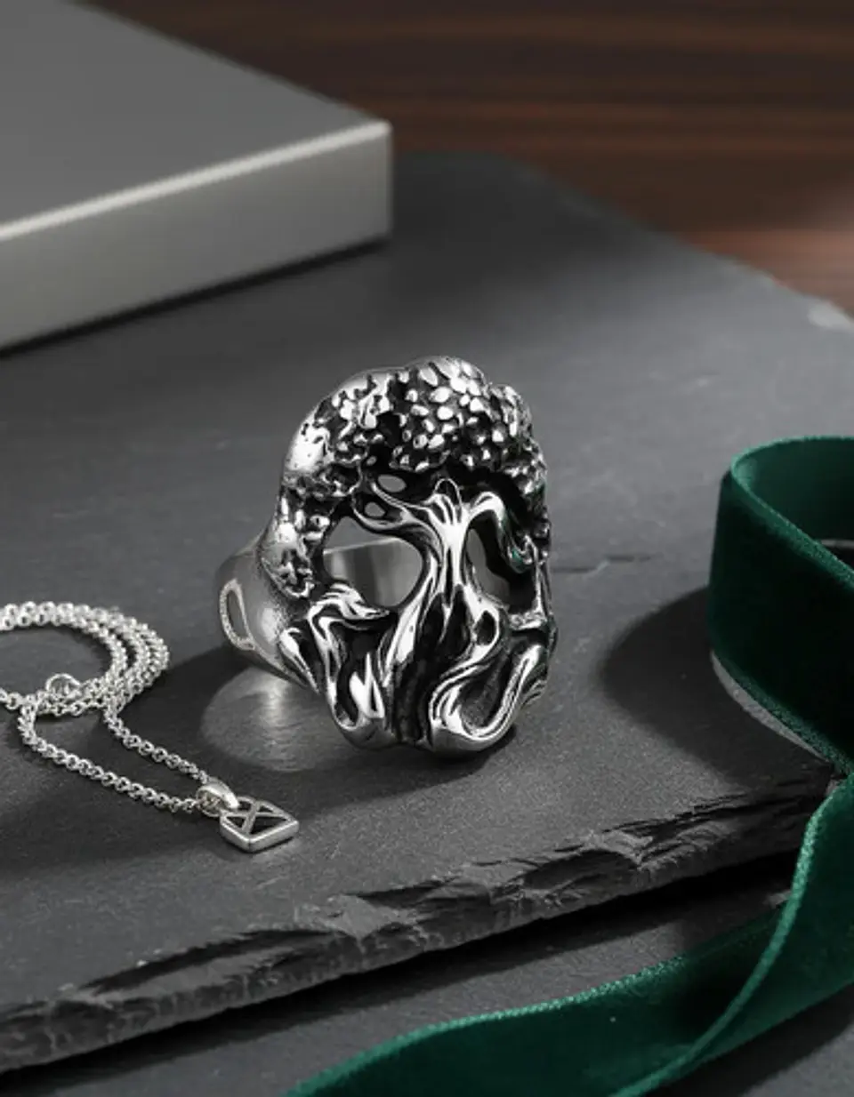 Anillo Acero Color Plata Yggdrasil Vikingo Arbol Para Hombre 5