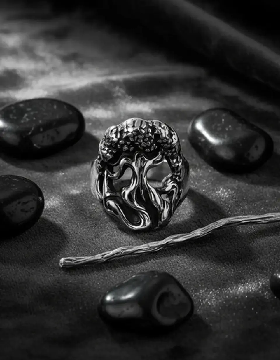 Anillo Acero Color Plata Yggdrasil Vikingo Arbol Para Hombre 8
