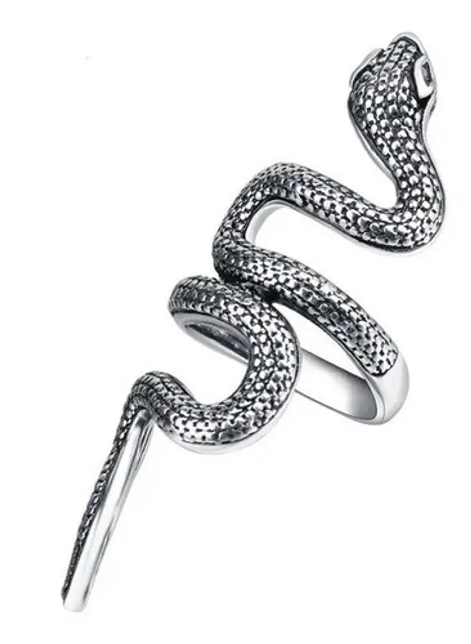 Set De 3 Unids Anillos Ajustable Serpiente Color Plata Mujer 1