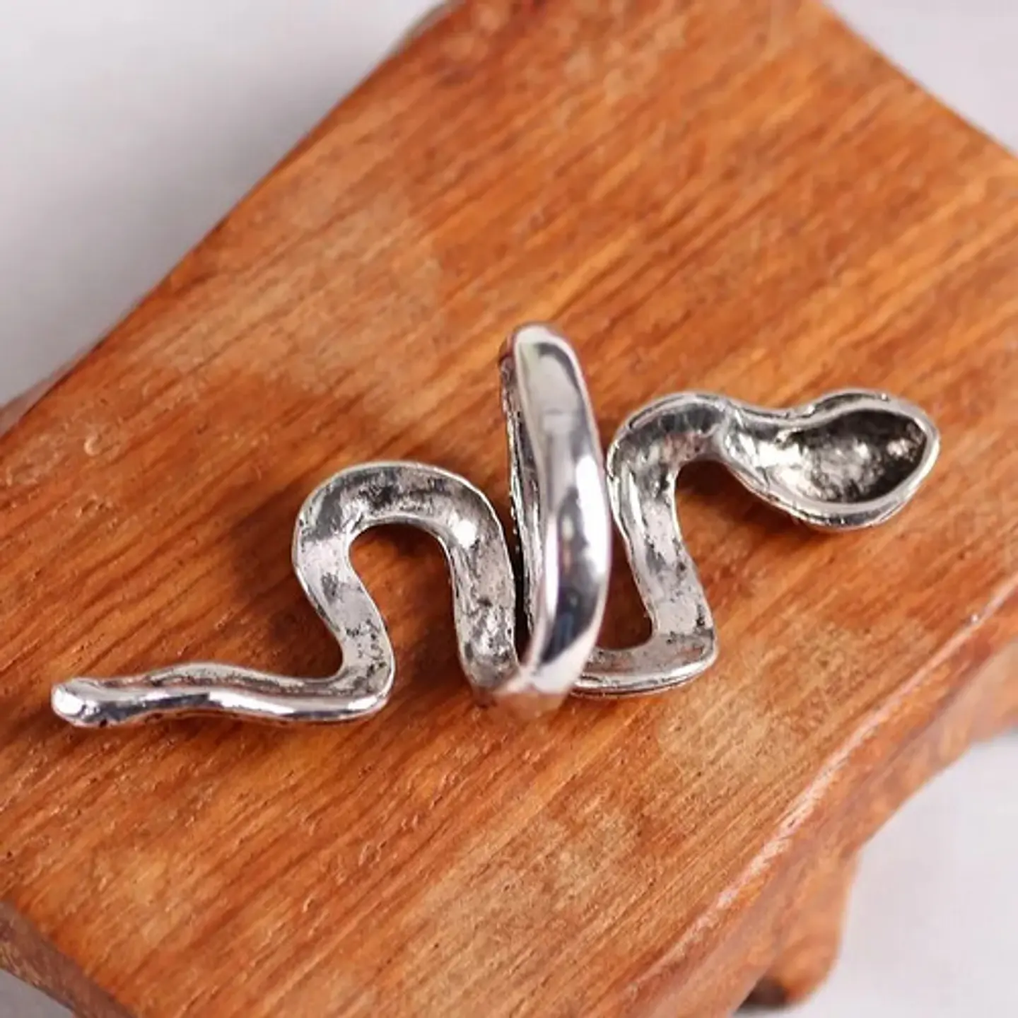 Set De 3 Unids Anillos Ajustable Serpiente Color Plata Mujer 5