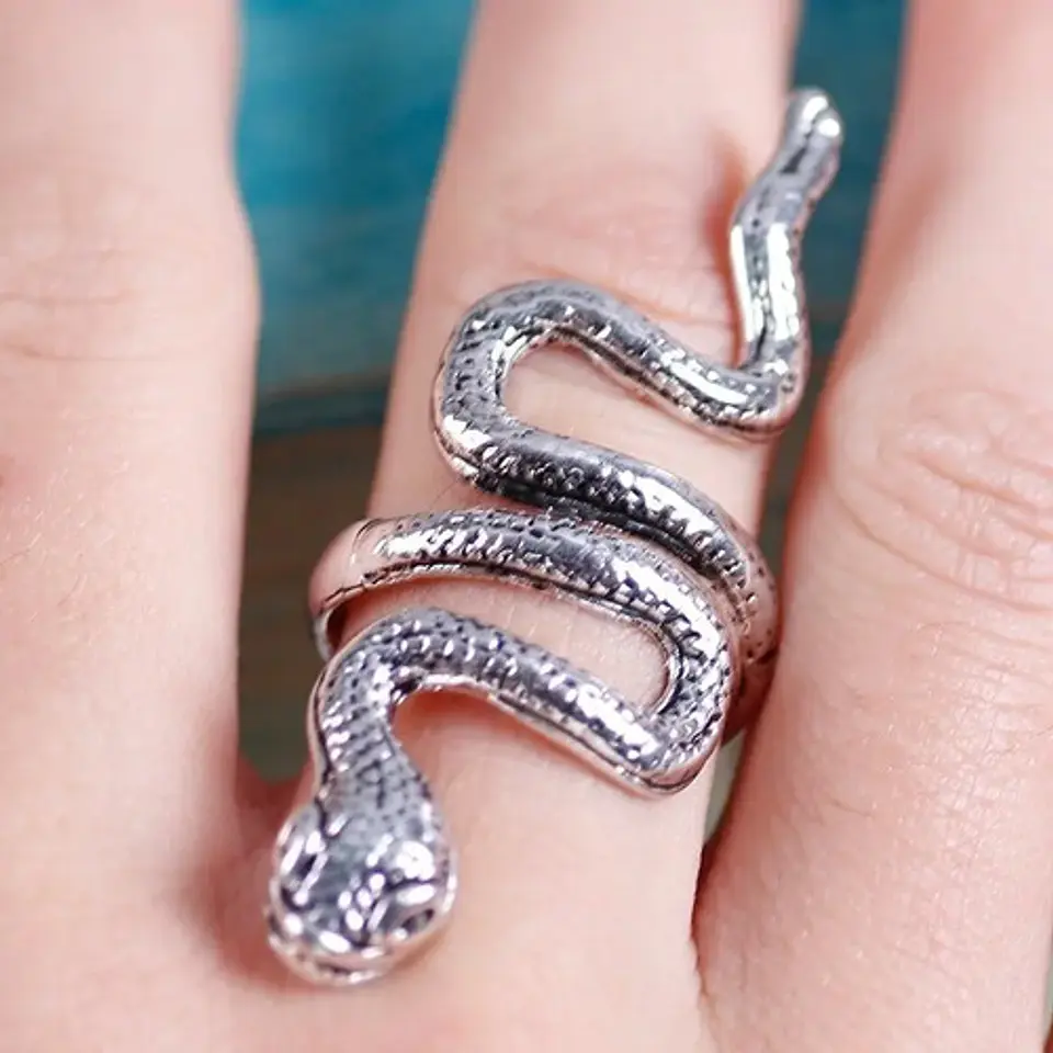 Set De 3 Unids Anillos Ajustable Serpiente Color Plata Mujer 6