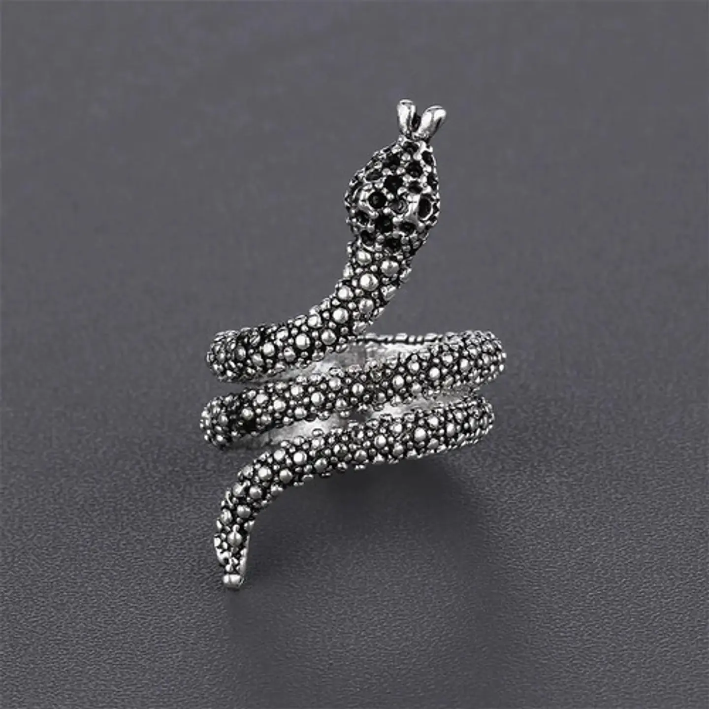 Set De 3 Unids Anillos Ajustable Serpiente Color Plata Mujer 9