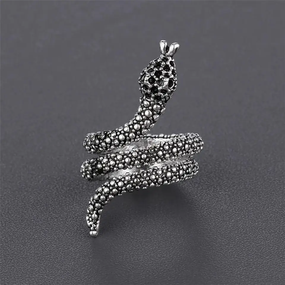 Set De 3 Unids Anillos Ajustable Serpiente Color Plata Mujer 9