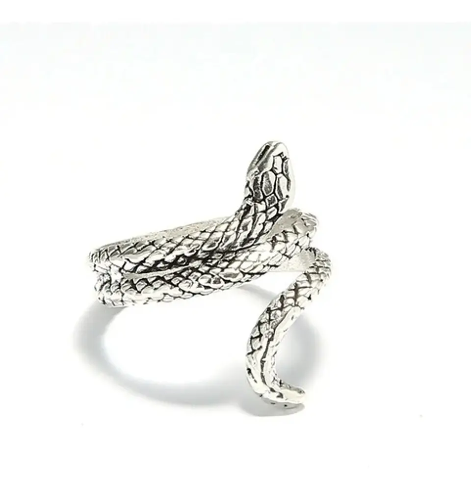 Set De 3 Unids Anillos Ajustable Serpiente Color Plata Mujer 10