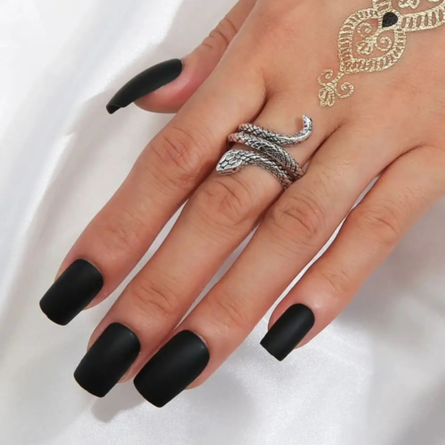 Set De 3 Unids Anillos Ajustable Serpiente Color Plata Mujer 12